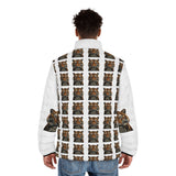 Tiger Pattern Puffer Jacket — 'God, Money, Power' Graphic Men’s Coat