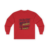 Inspirational Long Sleeve Tee — “Put God First, Hustle for the Money, Put Yourself in Power”