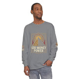 Long Sleeve T-Shirt — 'God, Money, Power' Pyramid Graphic