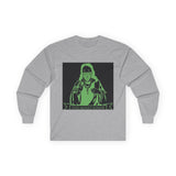 Long Sleeve Tee — Neon Green 'God Money Power' Graphic
