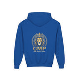 Youth Lion Crest Hoodie — GMP Gold Emblem Kids Pullover