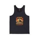 Tank Top — "God, Money, Power" Vintage Pyramid Graphic
