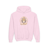 Youth Lion Crest Hoodie — GMP Gold Emblem Kids Pullover