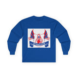 Long Sleeve Tee — "God Money Power" Patriotic Jesus Graphic