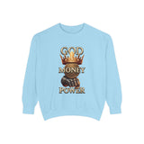 Sweatshirt — 'God Money Power' Crown & Fist Graphic Crewneck
