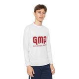 God Money Power (GMP) Youth Long Sleeve Tee — Red Logo Athletic Shirt