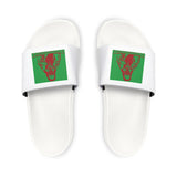 Slide Sandals — Retro Green & Red Statue Graphic Removable-Strap Slides
