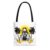Religious Icon Bandana Tote Bag — 'God Honors Power' Palm Tree Sun Tote