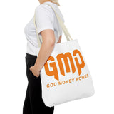 GMP 'God Money Power' Graphic Tote Bag – Bold Orange Statement Carryall