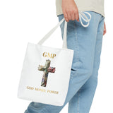 GMP 'God Money Power' Floral Cross Tote Bag