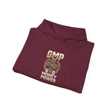 Money Power Hoodie — Gold Coin Stack Graphic Hooded Sweatshirt