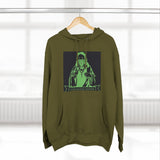 Religious Graphic Hoodie — 'God Money Power' Green Icon Print