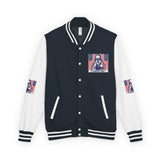 Letterman Jacket — Patriotic 'God Money Power' Graphic Varsity Jacket