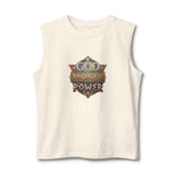 God Money Power Muscle Tank — Vintage Crest Graphic Tank Top