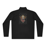 Quarter-Zip Pullover — "God Money Power" Skull Graphic