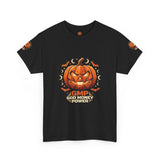 Halloween Jack-O'-Lantern Tee — GMP “God Money Power” Pumpkin Graphic Shirt