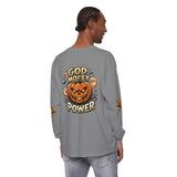 God Money Power- Halloween Pumpkin Long Sleeve Tee