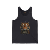 Tiger Portrait Tank — "God. Money. Power." Graphic Tank Top