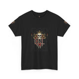 Graphic Tee — "God Money Power" Skull Design