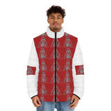 Men's Puffer Jacket — Retro Skate Skull All-Over Print Winter Coat