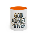 God Money Power Accent Coffee Mug - Inspirational Faith & Prosperity Ceramic Mug (11/15oz)