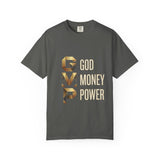 T-Shirt — GVMP Gold Graphic: "God Money Power" Statement Tee