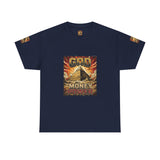Graphic Tee — "God Money Power" Pyramid Vintage Religion Streetwear