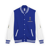 Letterman Jacket — "God • Money • Power" Embroidered Red & White Varsity