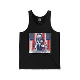 Patriotic Bandana Priest Tank Top — American Flag Graphic “Madonna of Mercy”