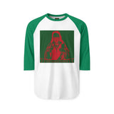 Raglan Shirt — Retro Red & Green Pop Art Portrait Baseball Tee
