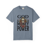 God Money Power- Skull T-Shirt — Gothic Skull Graphic Tee