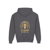 Youth Lion Crest Hoodie — GMP Gold Emblem Kids Pullover
