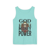 God Money Power- Skull Tank Top — Edgy Graphic Streetwear