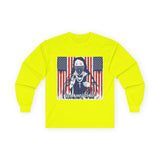 Long Sleeve Tee - Patriotic Bandana Mask Design with 'God, Money & Power' Graphic