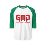 GMP God Money Power Raglan Shirt — 3/4 Sleeve Baseball Tee