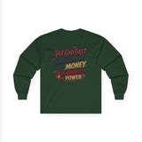 Inspirational Long Sleeve Tee — “Put God First, Hustle for the Money, Put Yourself in Power”