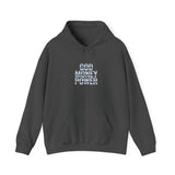 Hoodie — "God Money Power" Chrome Text Pullover