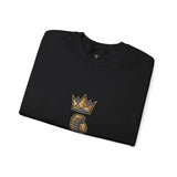 Crewneck Sweatshirt — "God Money Power" Crown & Coin Graphic