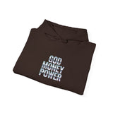 Hoodie — "God Money Power" Chrome Text Pullover
