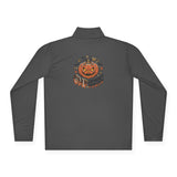 Halloween Pumpkin “God Money Power” Quarter-Zip Pullover — Jack-O'-Lantern Graphic