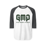 GMP 'God Money Power' Raglan Baseball Tee — Faith & Prosperity Graphic Shirt
