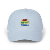 God Money Power Dad Cap — Colorful Faith & Hustle Embroidered Hat