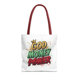 God Money Power Tote Bag — Bold Graphic Faith & Prosperity Statement Tote