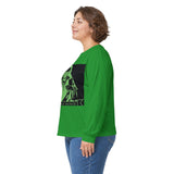 Long Sleeve Tee — Neon Green 'God Money Power' Graphic