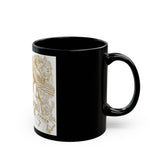 Black Mug — 'God Money Power' Gold Tarot Style Illustration Coffee Cup