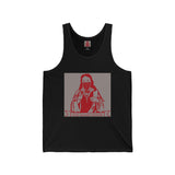 Religious Icon Tank Top - 'God Money Power' Red Graphic