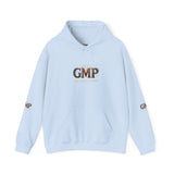 GMP Logo Hoodie — Classic White Pullover with Subtle Gold Accent