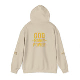 God • Money • Power Hoodie — White Pullover with Gold GMP Logo
