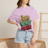 God Money Power T-Shirt — Bold Comic Typography Tee