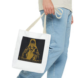 Religious Icon Tote Bag — 'God Money Power' Gold Graphic
